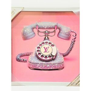 Instinct Style Louis Vuitton Pink Glitter Retro Rotary Phone Framed Wall Decor